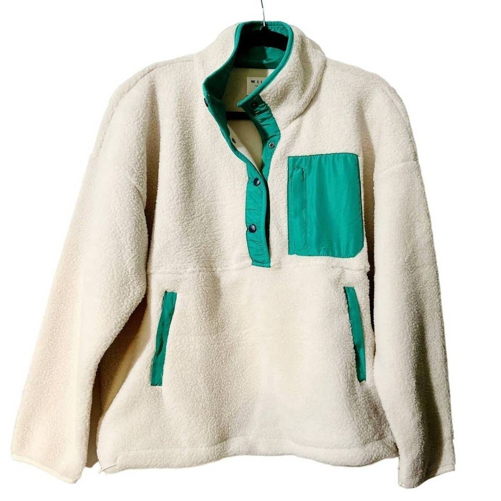 WILO The Label Anthropologie Sherpa Fleece pullover jacket oversized box…